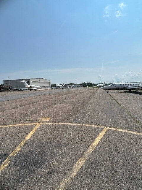 Private jets parked at the Hazleton Airport